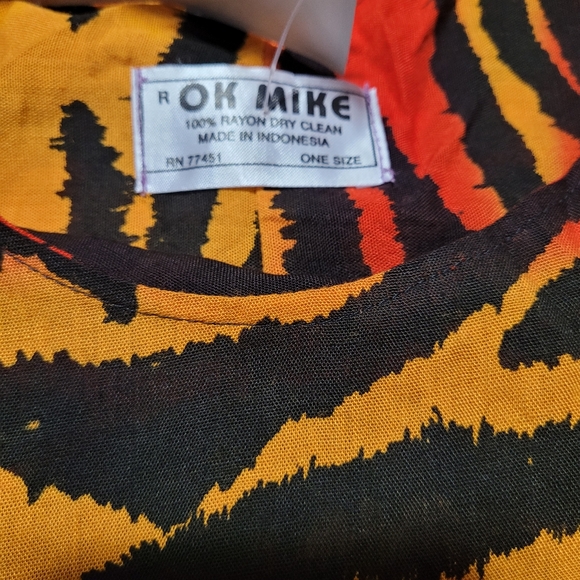 New OK Mike Womens One Size Animal Print Orange Black drop Waist Dress NWT - Picture 9 of 11